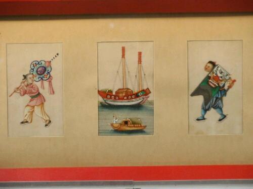 Three 19thC Chinese paintings on rice paper