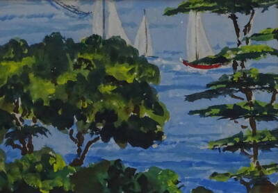 Fowey (20thC). Coastal scene with yachts, watercolour, signed and dated 1981 verso, 11cm x 16cm.