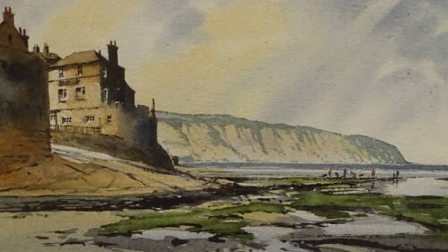 John Rudkin (20thC). Coastal scene, watercolour, signed, 14cm x 22.5cm.