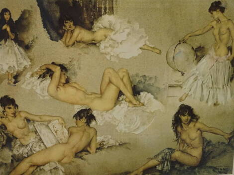 William Russell Flint (1885-1969). Variations II, limited edition coloured print 55/850, 53cm x 70cm.