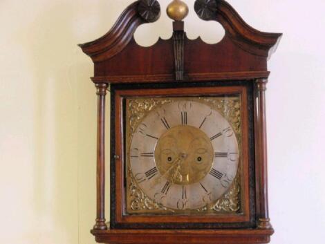 A 19thC cross banded oak long case clock