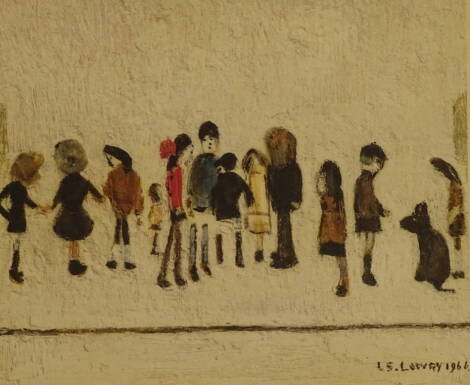 Laurence Stephen Lowry (1887-1976). Group of children, artist signed coloured print, 20.5cm x 20.5cm.