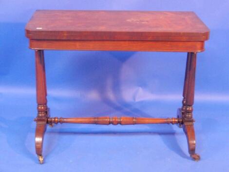 A late Georgian rosewood turnover top tea-table