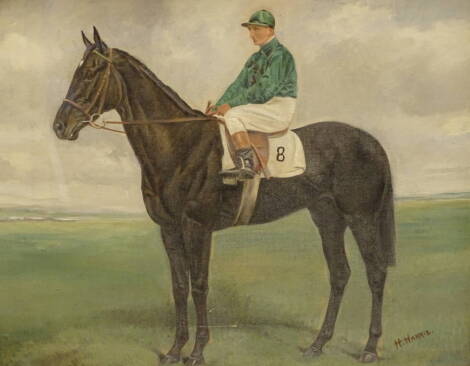 H. Harris (19thC/20thC). Racing horse and jockey, oil on canvas, signed, 34cm x 44cm.