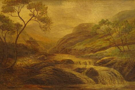 S Kirby (19thC/20thC). River landscape with waterfall, oil on canvas, signed and dated, 32cm x 48cm.