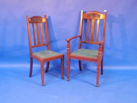 A set of five Edwardian mahogany dining chairs