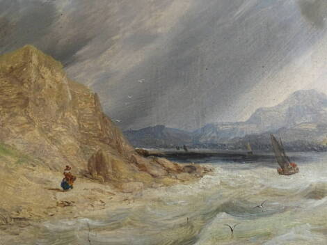 19thC School. Coastal scene with sailing boats, watercolour, 17.5cm x 25cm.