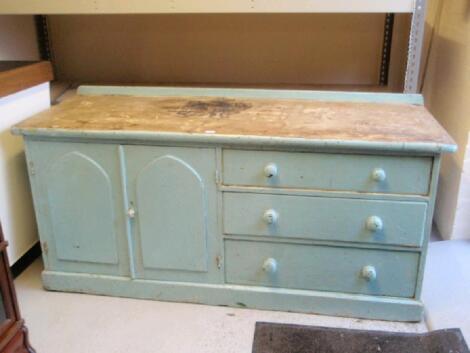 A Victorian painted pine dresser base