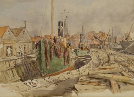 Cecil Westland Pilcher (1870-1943). Yarm Dock, watercolour, 29cm x 39cm, and three others (4).