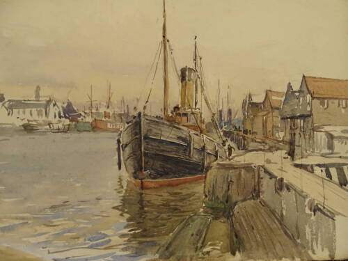 Cecil Westland Pilcher (1870-1943). Yarmouth Dock, watercolour, 20cm x 27cm, and two others (3).