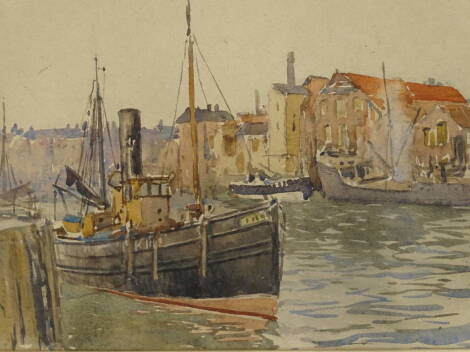 Cecil Westland Pilcher (1870-1943). Steamship in dock, watercolour, dated 1929, 21cm x 27cm, and four others (5).