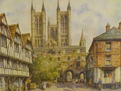 Eugene Richard Sturgeon (1920-1999). Lincoln Cathedral, artist signed limited edition coloured print 636/850, 49cm x 59cm.