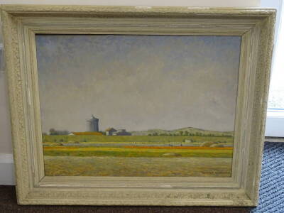 Reinder Visscher (1904-1973). Farmland Watertoren (Katwyk), oil on canvas, signed and titled verso, 49cm x 63.5cm. - 2