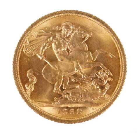 An Elizabeth II gold full sovereign, 1968.