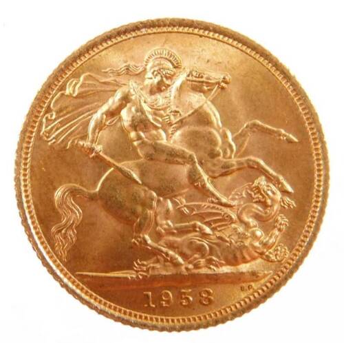 An Elizabeth II gold full sovereign, 1958.