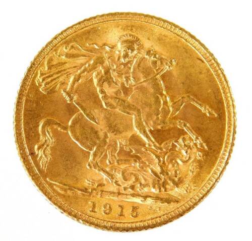 A George V gold full sovereign, 1915.