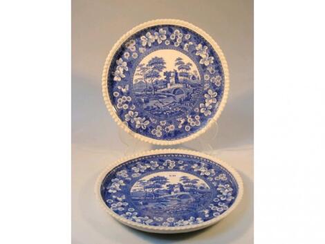 A pair of Copeland Spode's Tower pattern blue and white serving plates