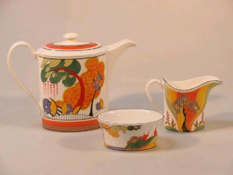 A Wedgwood "Clarice Cliff" coffee pot