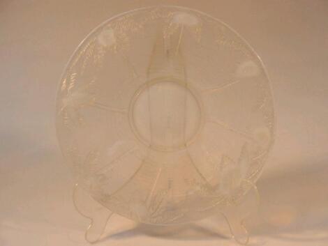 An opalescent moulded glass serving dish