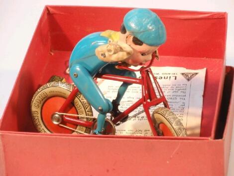 A Tri-ang Gyro toy cyclists figure