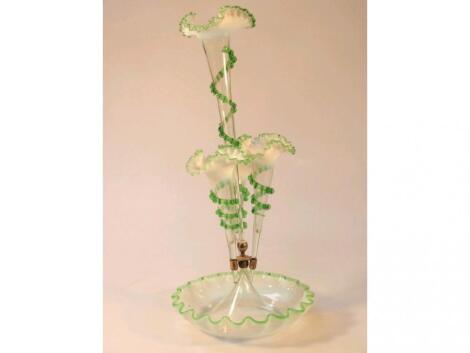 A vaseline glass table epergne