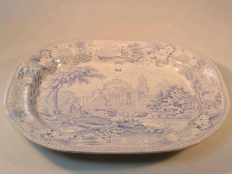 A Victorian blue and white transfer printed meat plate