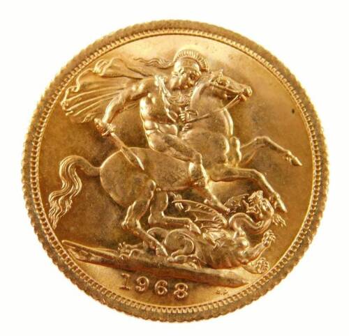 An Elizabeth II gold full sovereign, 1968.