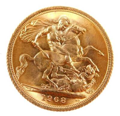 An Elizabeth II gold full sovereign, 1968.