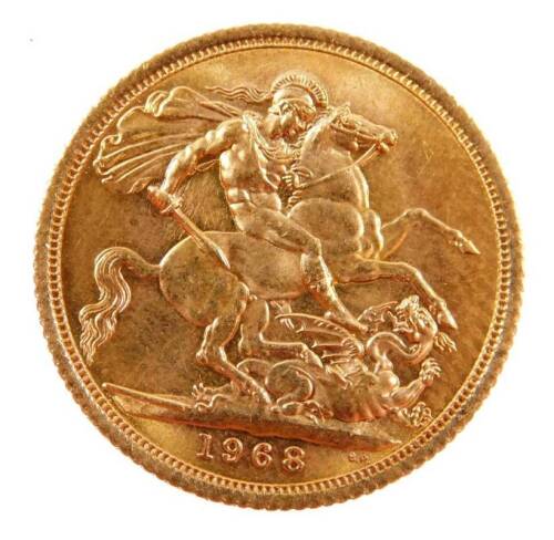 An Elizabeth II gold full sovereign, 1968.