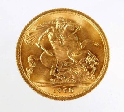 An Elizabeth II gold full sovereign, 1968.