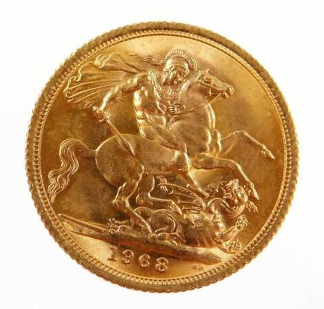 An Elizabeth II gold full sovereign, 1968.