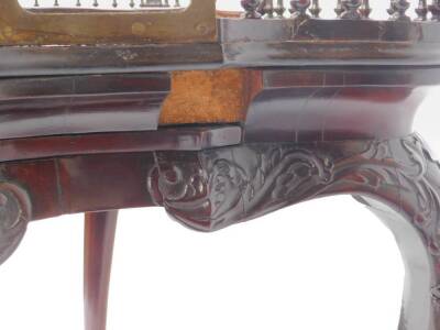 A George III serpentine mahogany silver table, with a galleried top, over a foliate carved apron and leaf carved cabriole legs on ball and claw feet, 69cm H, 76cm W, 50cm D. - 5