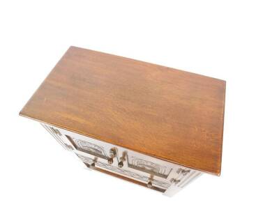 A 17thC oak side cupboard, with a pair of carved panelled doors, over a single carved drawer, raised on channeled straight square legs, united by stretchers, 78cm H, 68cm W, 38cm D. - 2