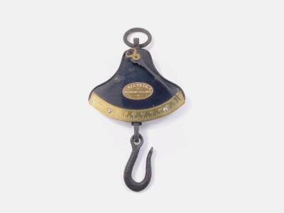 Salter's brass and cast iron quadrant balance scales, 16.5cm W.