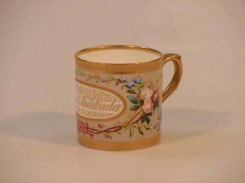 A mid 19thC Worcester cylindrical porcelain mug