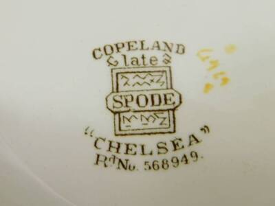 A group of 19thC Copeland Spode pottery, including sauce tureen stands, shaped dessert dishes, scallop shell dessert dishes, and a fruit bowl. - 2