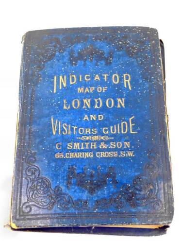 An indicator map of London and Visitors Guide, with the recent improvements, cloth, divided into quarter mile sections for measuring distances, blue cloth, published for G Smith & Son, 63 Charing Cross, London, 1875.