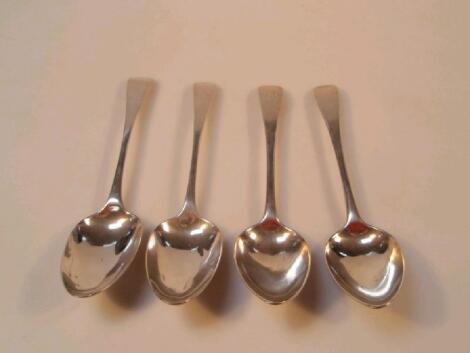 Two pairs of Georgian old English pattern tablespoons