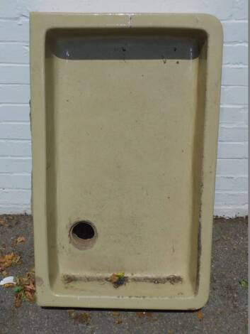 A buff stoneware Belfast sink, 94cm W, 58cm D.