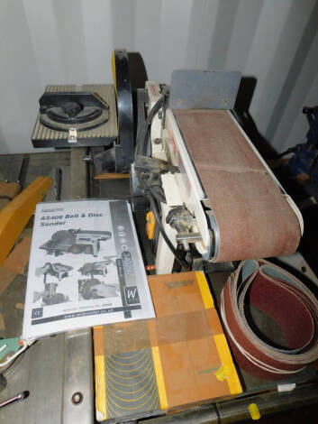 An AS408 belt and disc sander, single phase.