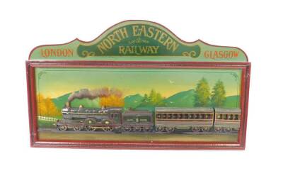 A reproduction wall advertising plaque for London Eastern Railway, 55cm x 93cm.