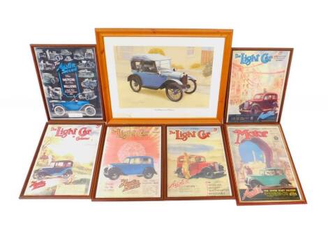 A set of six and another poster prints of the Austin Seven.