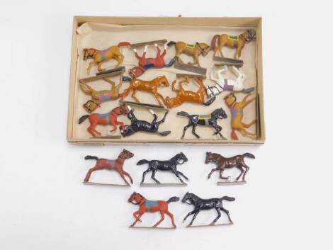 20thC lead figures, cavalry horses, various colours, brown, 5cm H, etc. (qty)