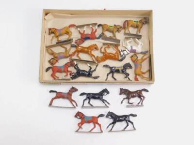 20thC lead figures, cavalry horses, various colours, brown, 5cm H, etc. (qty)