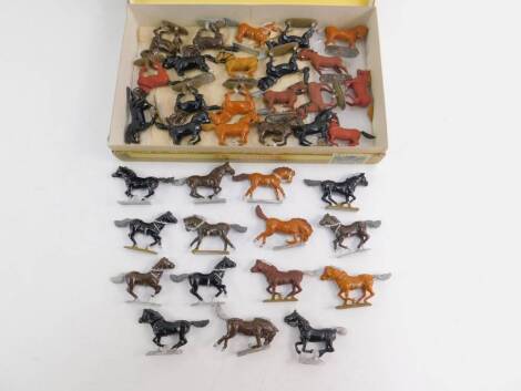 20thC lead cavalry horses, various colours to include black prancing example, 4cm H, etc. (qty)