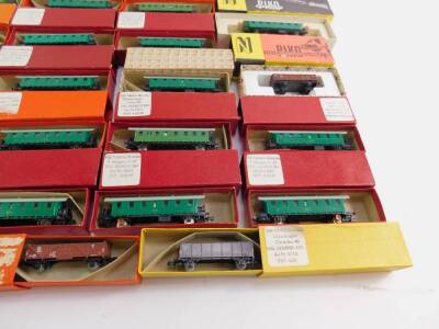 Various EKO and other N gauge rolling stock, etc, railway accessories, rolling stock, etc, coal trucks, wagons Guterwagen, etc, all boxed. (qty) - 2