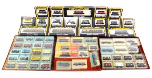 Graham Farish and Peco N gauge coaches and rolling stock, all boxed. (qty)