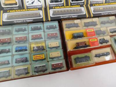 Graham Farish and Peco N gauge coaches and rolling stock, all boxed. (qty) - 3