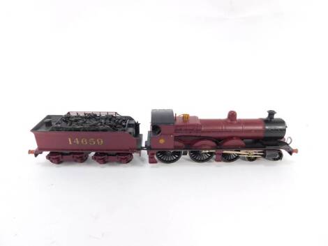 A kit form 00 gauge model of a locomotive, London Midland and Scottish Railway red livery, 4-6-0, 14659.