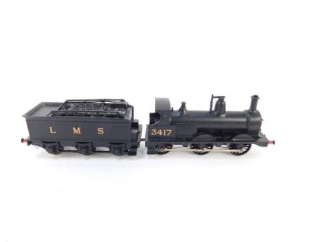 A kit form 00 gauge model of a Johnson Class III locomotive, black livery, 0-6-0, 3417.